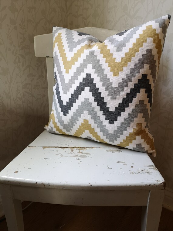 Decorative Zig Zag Pillow Cover Gemometric Print Mustard Etsy