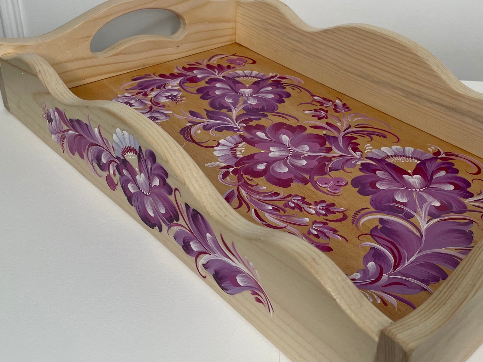 Hand Painted Wooden Serving Tray Painted Tray Handmade Tray Etsy