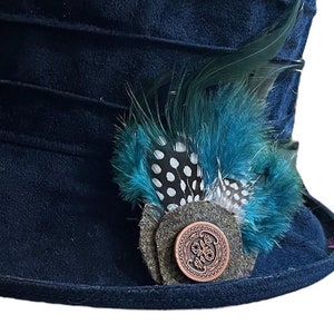 Blue Turquoise Feather Pin for Your Hat, Your Jacket & Scarf,  Flamboyant Handmade Unisex Brooch Accessory, Wedding Lapel Pin for Groomsmen