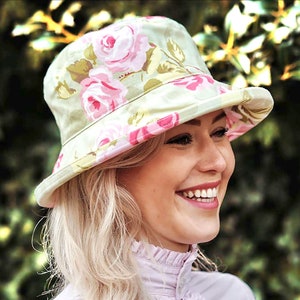 Ladies Duck Egg Blue Sun Hat Tissu de 