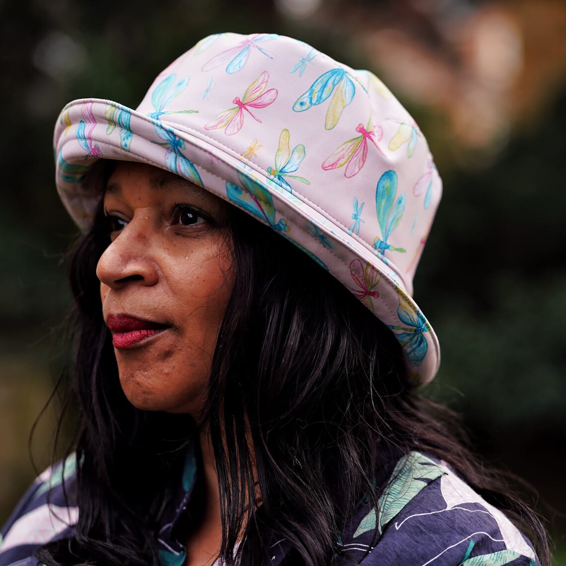 Ladies Summer Waterproof Hat in Light Pink With Blue & Pink Etsy