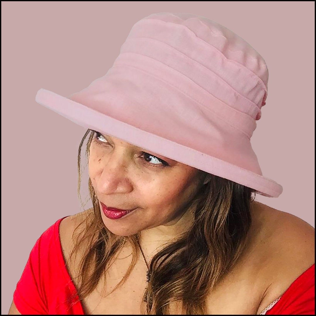 Pretty Pink Sun Hat for Feminine Ladies, Simple Tuck Style in Cool