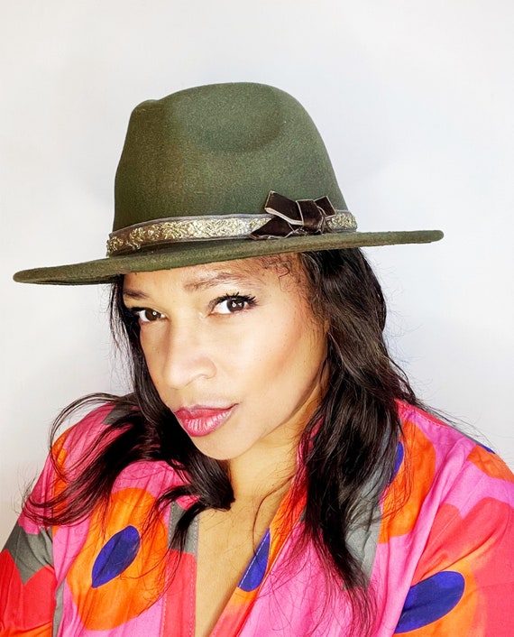 Stylish Dark Green Fedora Hat Giovani Collection – Emerald Green Wool Felt Fedora Hat with  main image 4
