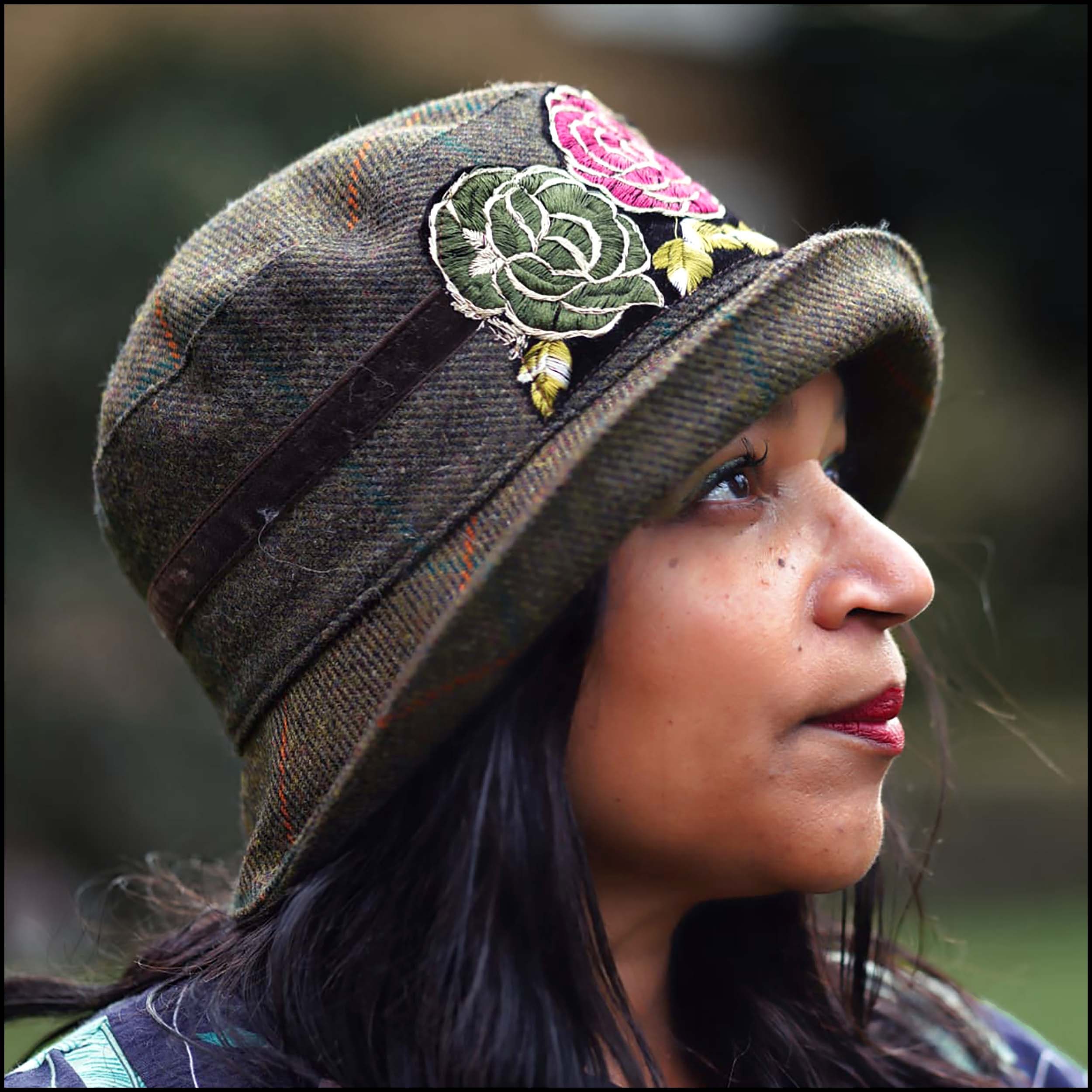 INC Chain Tweed Pink Trim Chain Winter Cloche Hat NEW Chain Cloche Hat I Cloche with Gold Chain | Eric Javits main image 3