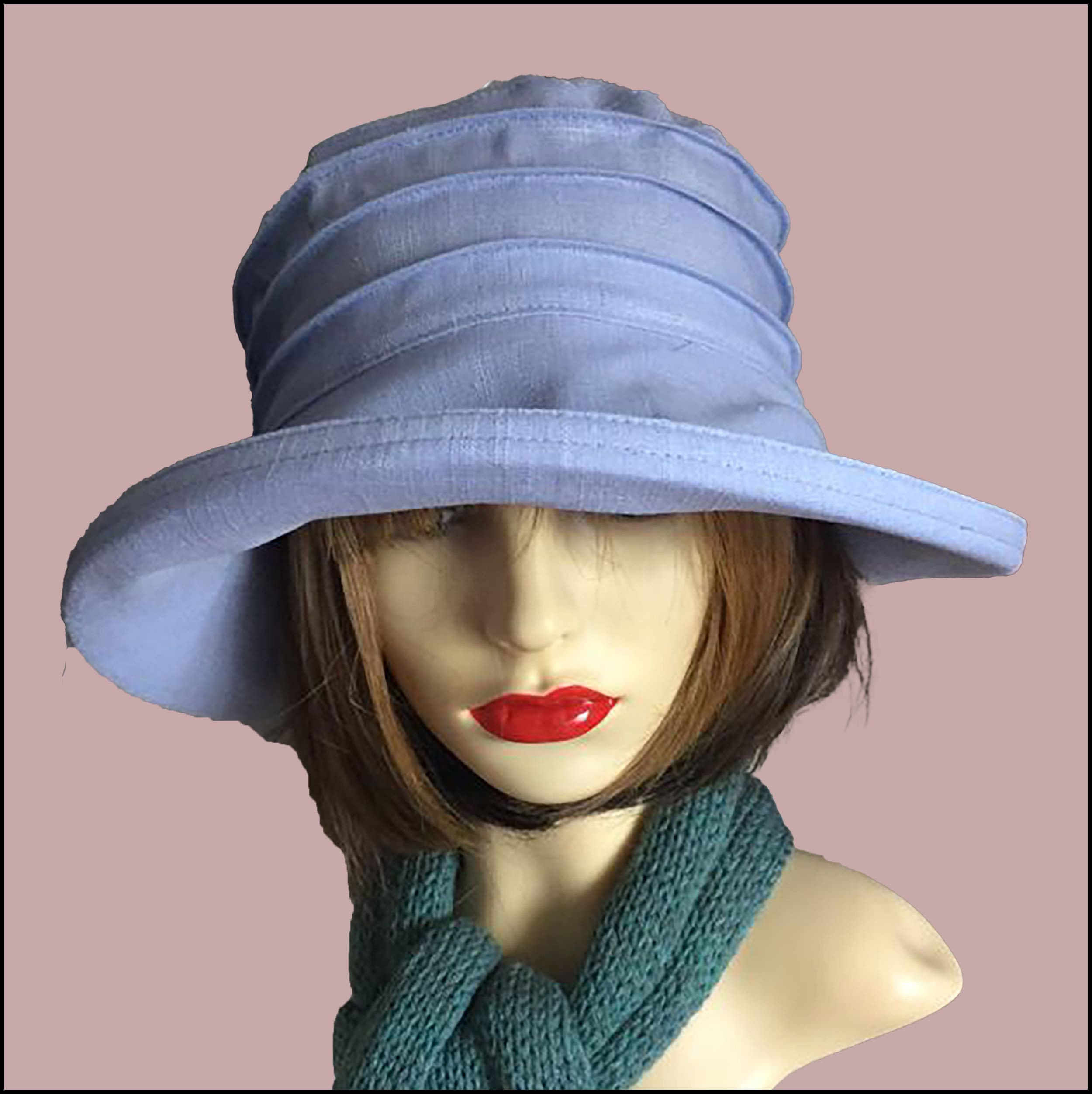 Cool Sun Hat for Women in Pale Blue Simple 3tuck Style in Etsy UK