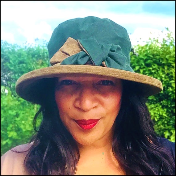 Rainproof Green Wax Downton Style Hat, Waterproof Rain Hat, Olive