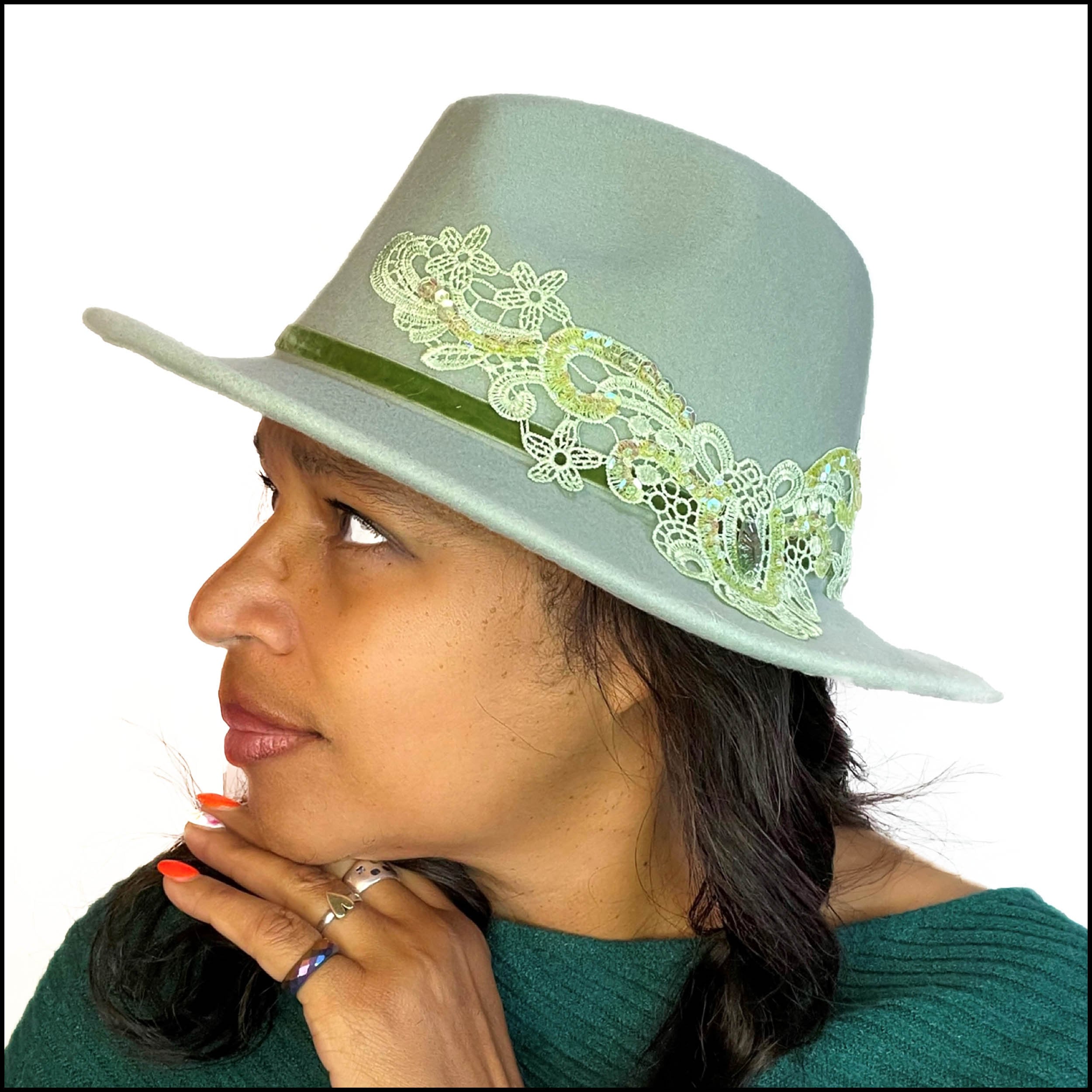 Mint Green Fedora Hat for Women Cool 