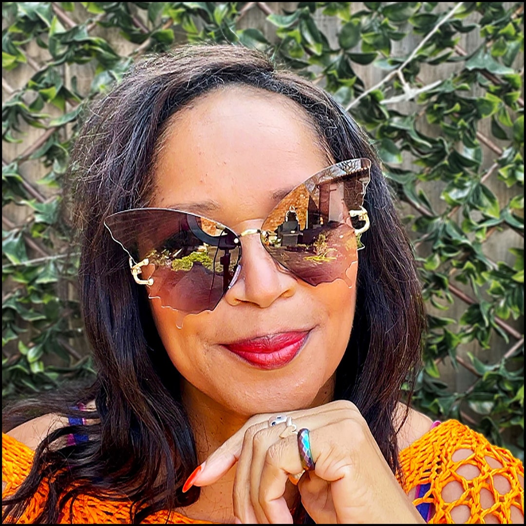Delicate Butterfly Wing Sunglasses for Women, Trendy Rimless  display picture 3