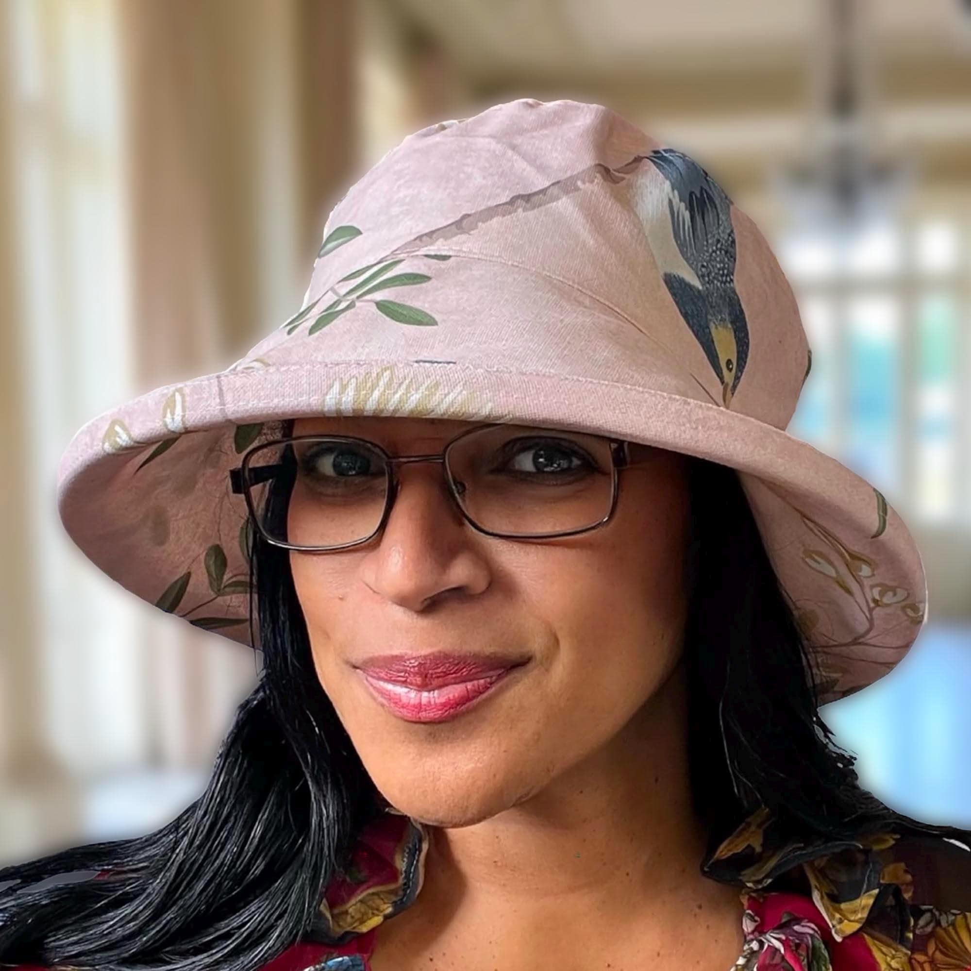 Stylish Pink Floral Wide-Brim Women’s Hat Flowers Pink Cotton Sun Hat With Wide Brim, Women main image 2