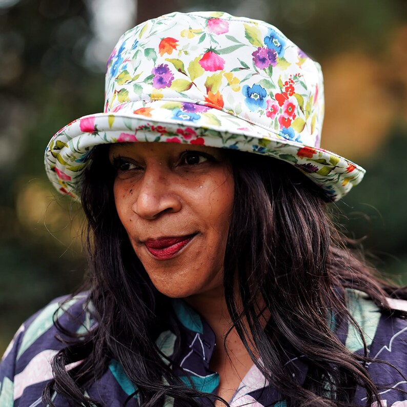 Spring Floral Waterproof Rain Hat in Cheerful White Ladies Etsy