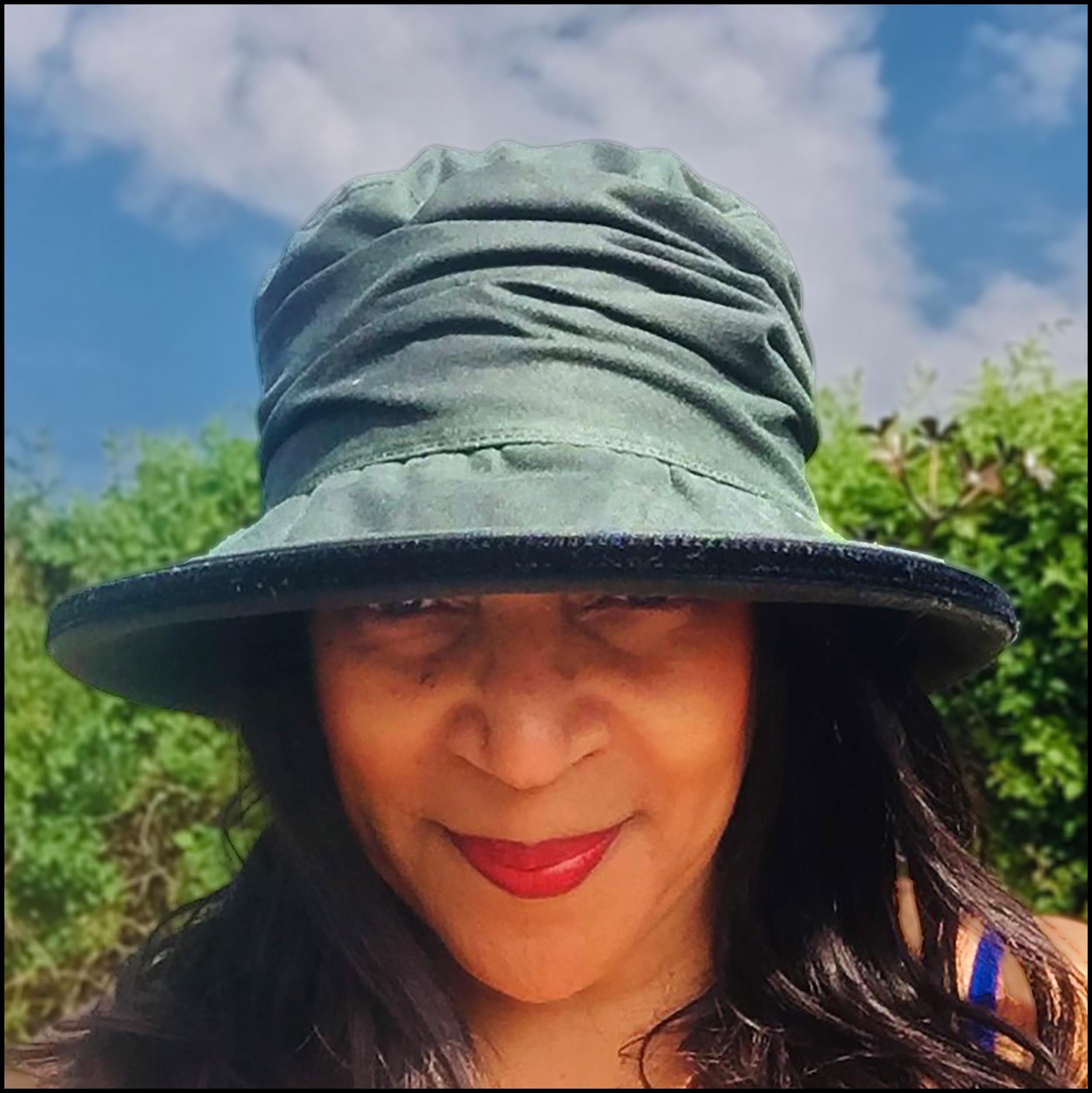 Barbour Green Waxed Cotton Waterproof Hat With Wide Brim & - Etsy