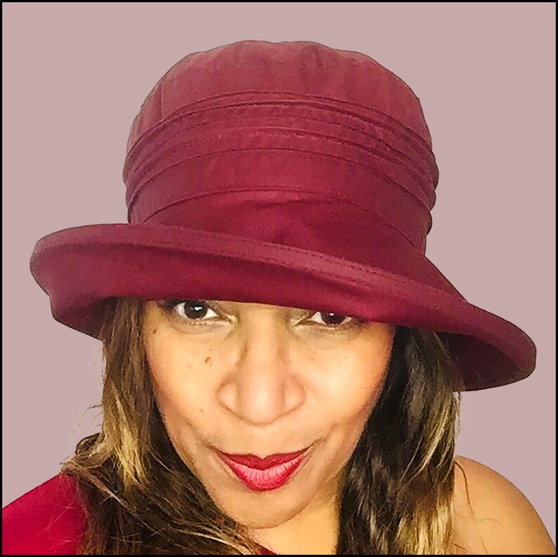 Burgundy Wine Women's Waxed Rain Hat with Big Brim Etsy
