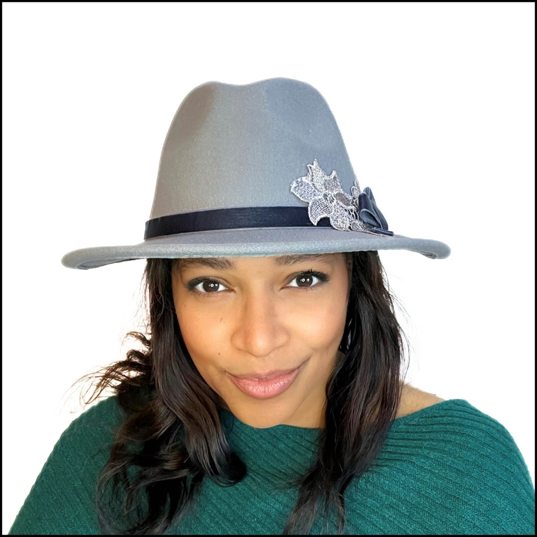 Classic Light Grey Fedora Hat for Women, Cool Cotton Polyester Mix for