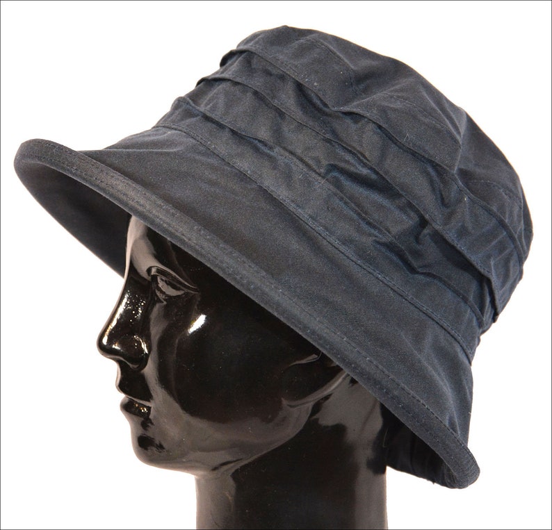 Waxed Waterproof Navy Hat for Women Simple Style Pleated Hat Etsy 日本