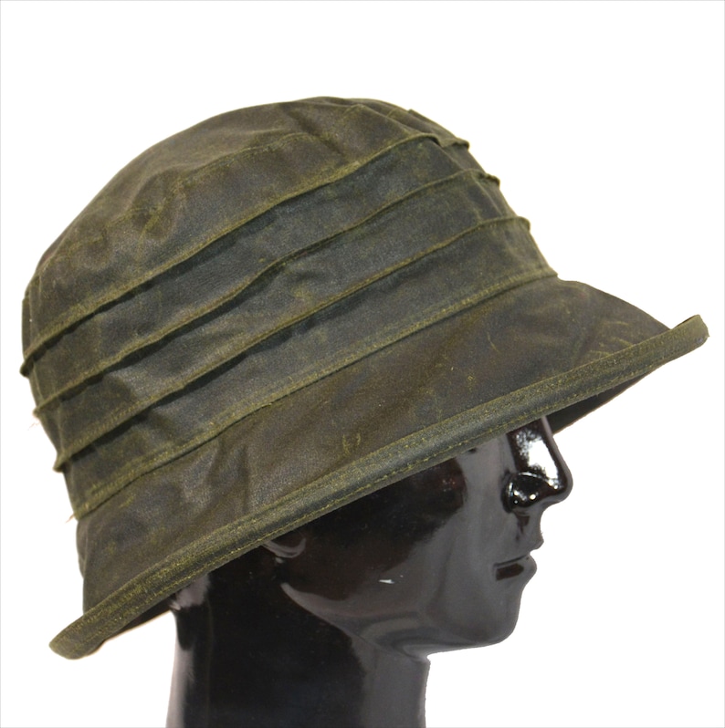 Barbour Green Women's Waxed Rain Hat Practical & Stylish Etsy