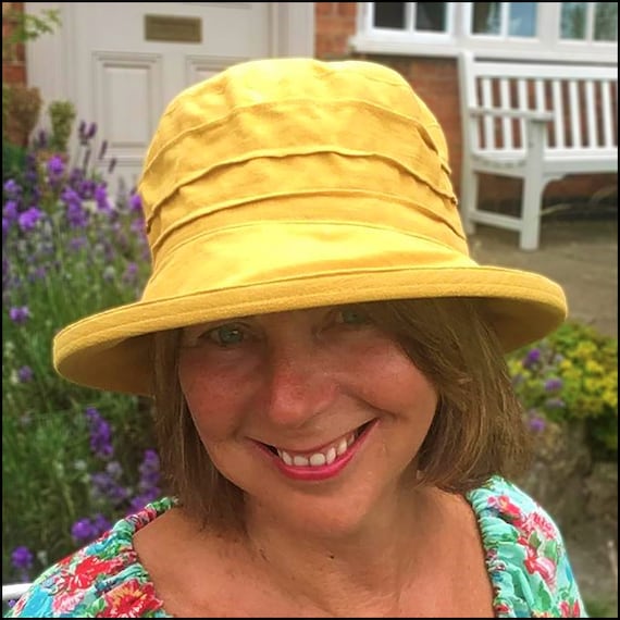 Statement Ladies Sun Hat in Mustard Yellow, Cheerful Lightweight