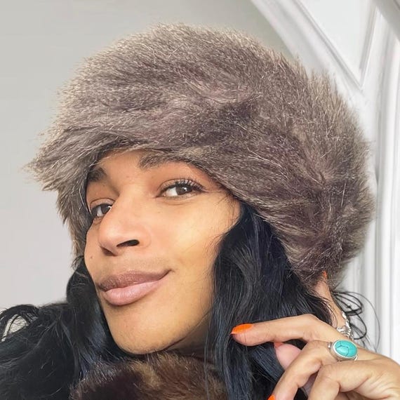 Fluffy Faux Fur Headband or Scarf in Soft Brown, Après Ski  display picture 1