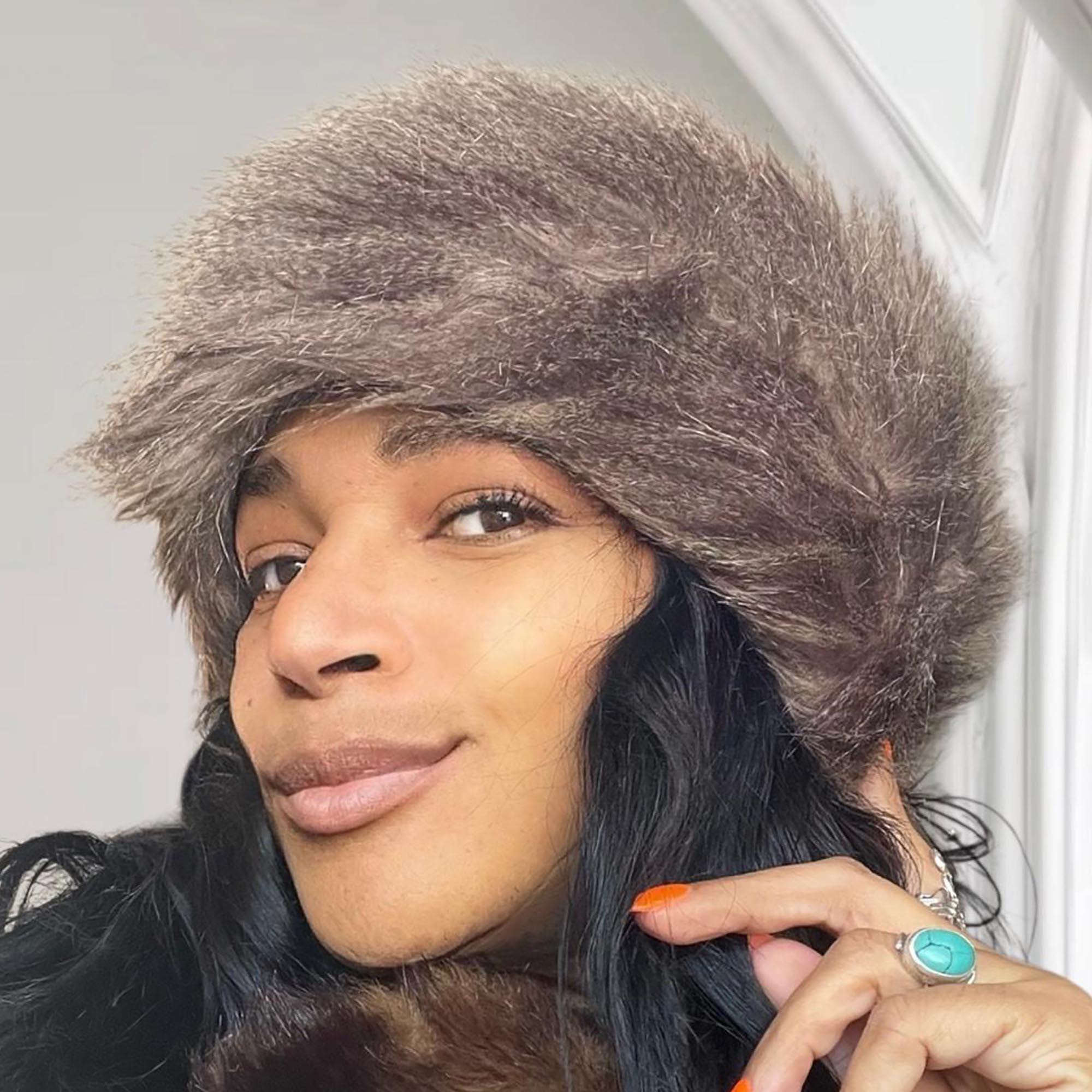 Faux fur Slavic mob wife head band in caramel brown Russian Faux Fur Headband - Etsy main image 2