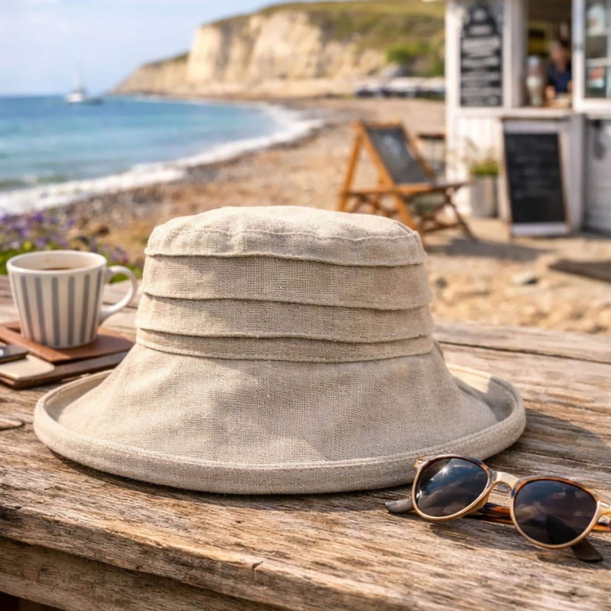 Peak and Brim Charity Rose Cream Cotton Packable Sun Hat (Small Brim) Floral & Flower - Summer - Peak and Brim main image 4