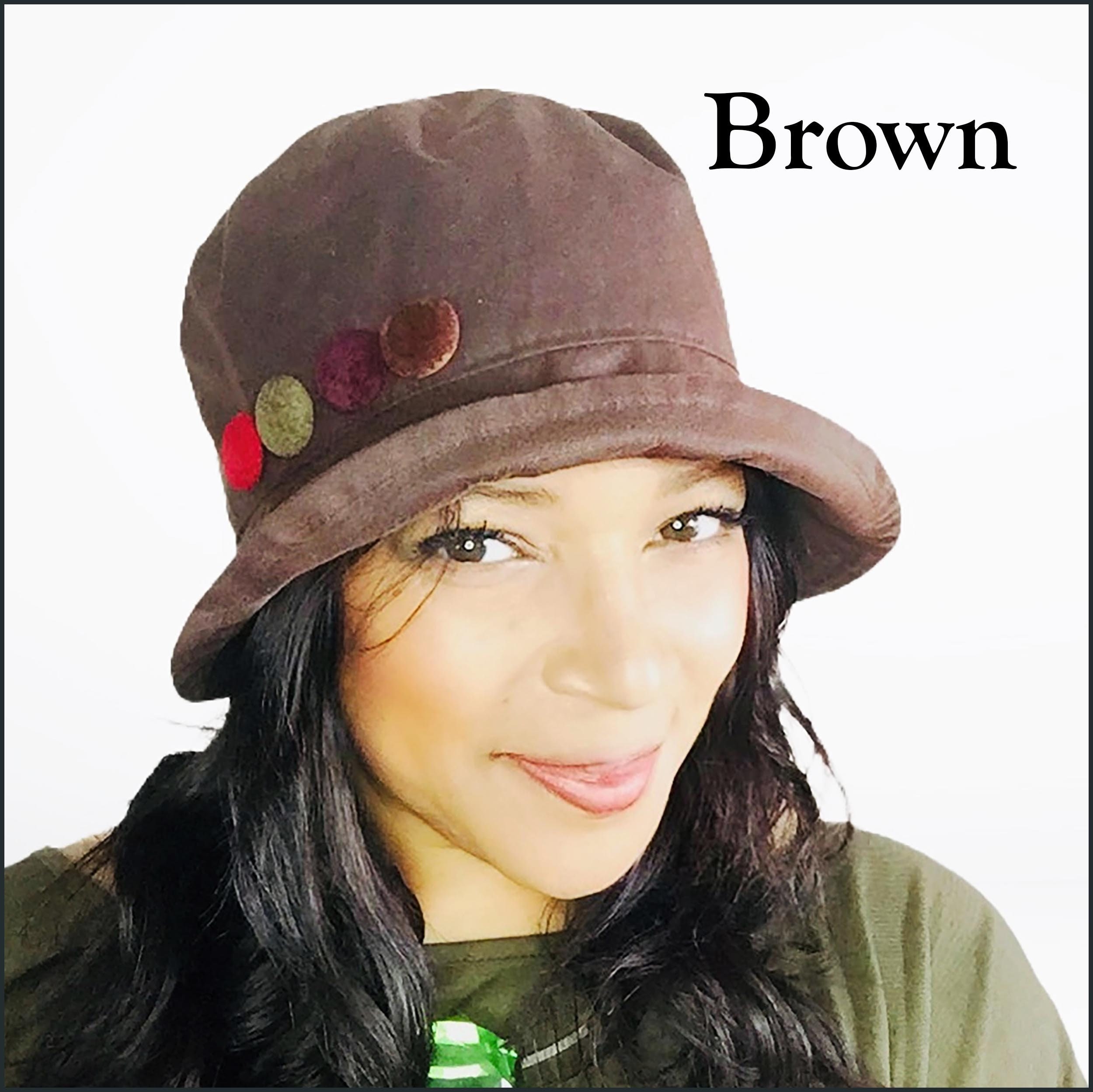 Brown Waxed Cotton Bucket Hat Women's 