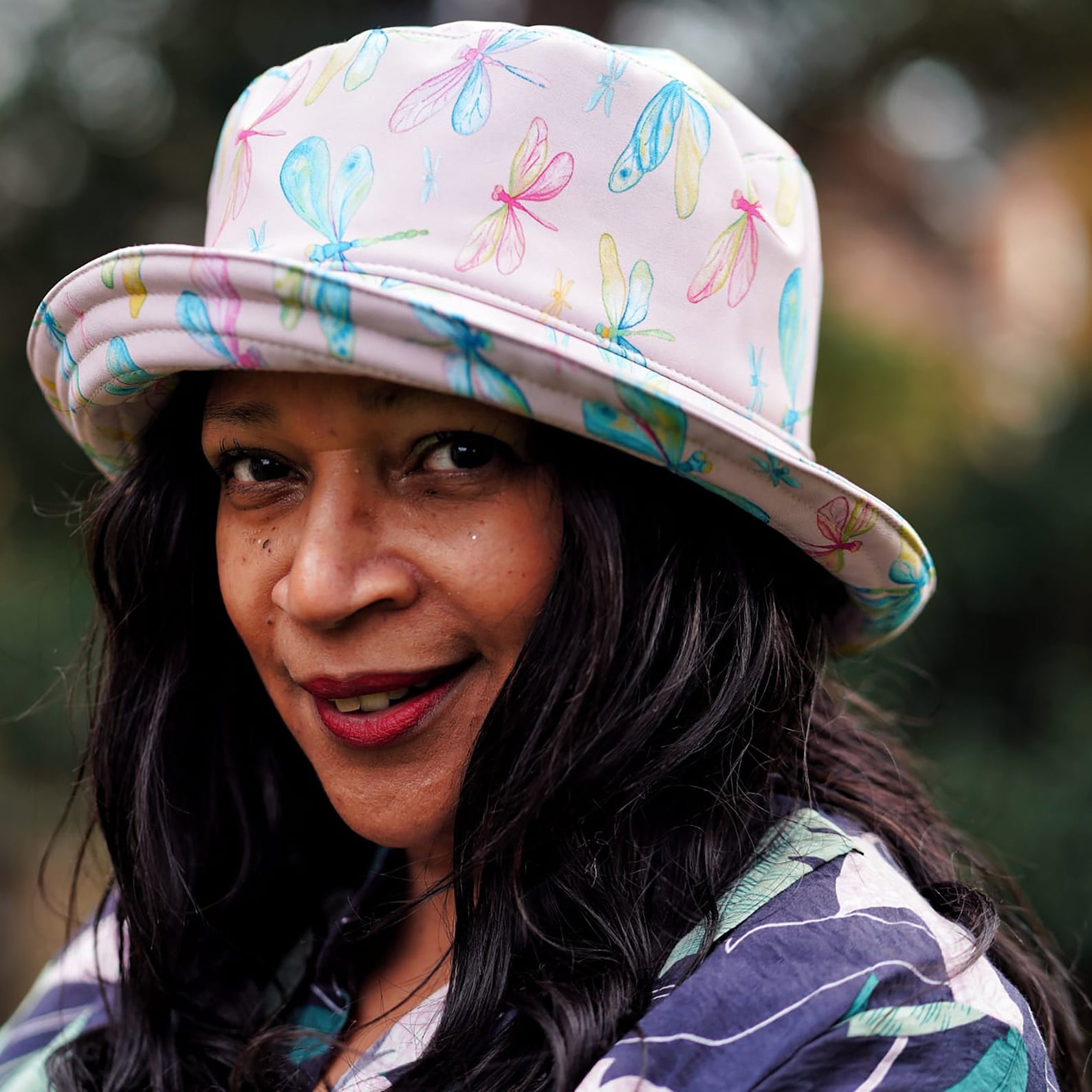 Ladies Summer Waterproof Hat in Light Pink With Blue & Pink Etsy