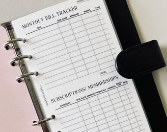 Bill Tracker for A6 Budget Binders, Laminated Monthly Bill Dashboard, Budget Planner Dashboard