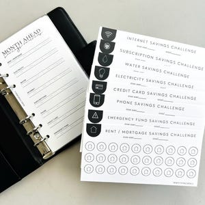 Month Ahead Savings Challenge, Cash Stuffing Envelopes, Savings Challenges for A6 Budget Binders