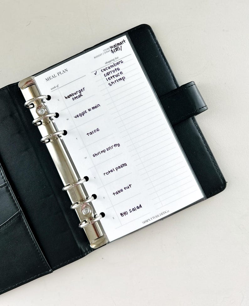 Laminated Meal Plan and Grocery List Insert, A6 Weekly Meal Planner ...