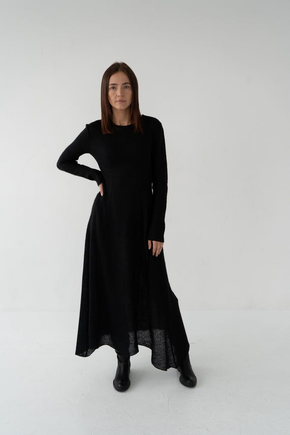 asymmetric hem dress Long Sleeve Asymmetrical Hem Dress