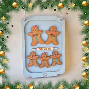 Gingerbread Ornament, custom family, personalized ornament, Christmas ornament, gingerbread family, 2022 family ornament, holiday ornament