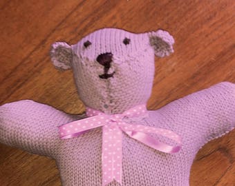 beautiful hand knitted teddy bear soft toy