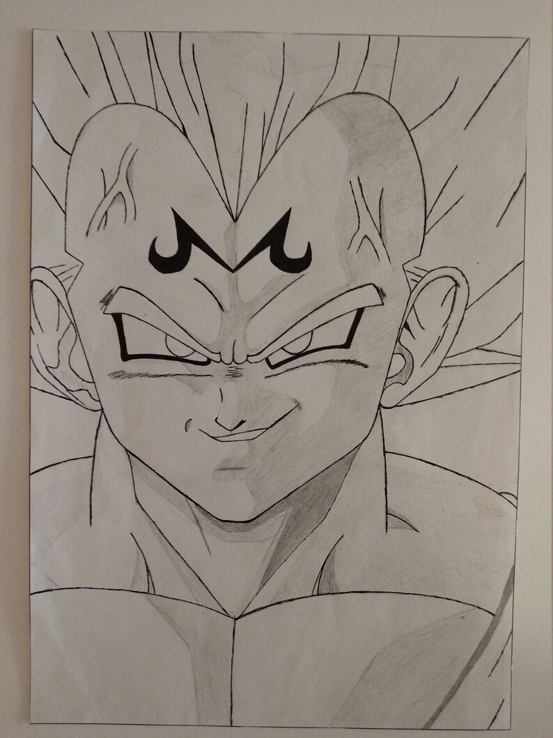 Majin Vegeta Pencil Drawing Etsy