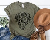 Day Of The Dead Fashion - Sugar Skull Flower Crown - Halloween Costume - Dia De Los Muertos - Fall Shirt - Unisex Graphic Tee