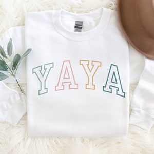 Greek Grandma Sweatshirt - Yaya Outline - Gift For Grandma - New Yaya Shirt - Mothers Day Gift - Yaya Shirts - Unisex Crewneck Sweatshirt