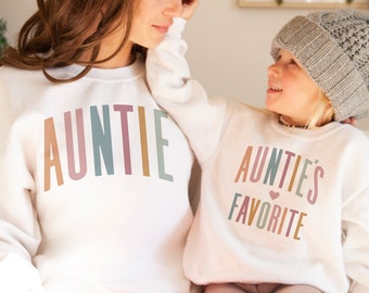 Auntie & Me Sweatshirts - Auntie And Auntie's Favorite Multi - New Aunt To Be - Matching Top - Gift From Sister - Unisex Crewneck Sweatshirt