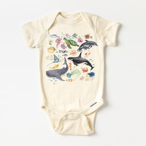 Under The Sea Toddler Shirt - Cute Ocean Creatures Children's Clothing - Boho Natural Kids & Youth Shirts Natural Onesie