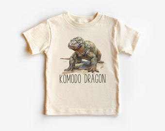 Komodo Dragon Toddler Shirt - Cute Educational Lizard Species Kid's Clothing - Natural Boho Toddler & Youth Tee