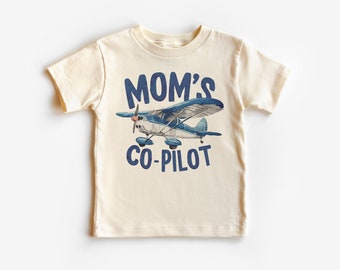 Mom's Co-Pilot Toddler Shirt, Airplane Future Pilot Kids Shirt, Childs First Flight Tee, Girls Boys Toddler Youth Kids Clothing
