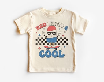 Red White And Cool Toddler Shirt - Retro Patriotic Popsicle 4th Of July Summer Outfit - Happy Fourth - Boho Natural Kids & Youth Shirts