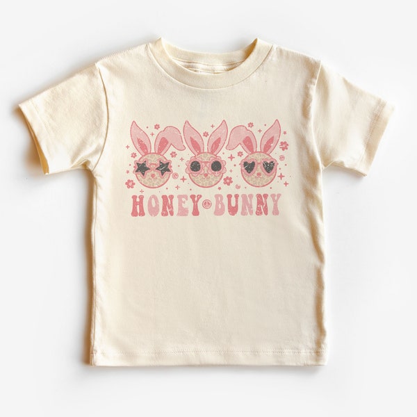Retro Honey Bunny Toddler Shirt - Easter Bunny Sunglasses Girl's Clothing - Cute Easter Outfit - Boho Natural Kids & Youth Shirts