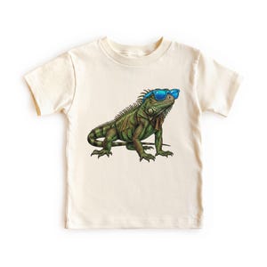Zomergroene leguaan met zonnebril Hagedisreptielen T-shirt voor peuters, volwassenen, jongeren