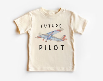 Future Pilot Watercolor Toddler Shirt, Airplane Pilot Kids Shirt, Childs Flight Tee, Boy Toddler Youth Kids Clothing