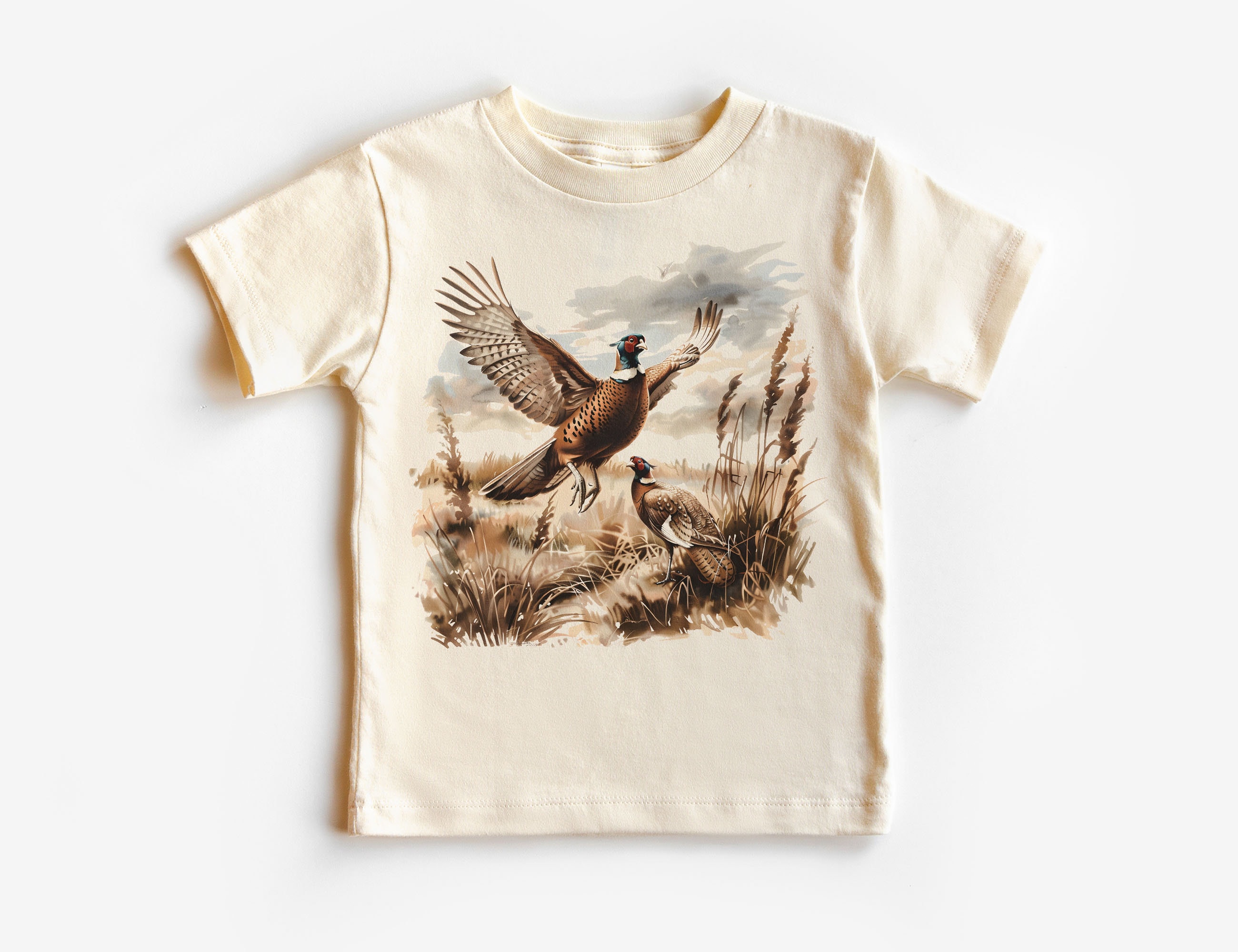 Retro Pheasant Bird Wilderness Scene Toddler Shirt - 90's Vintage
