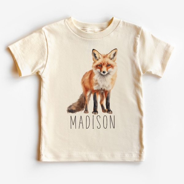 Personalized Red Fox Shirt, Custom Kids Name, Fox Lovers Tee, Boy Girl Birthday Party Gift, Cute Toddler Shirt