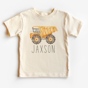 Personalized Dump Truck Toddler Shirt - Custom Construction Kids Name Tee - Boy Toddler Youth Kids Clothing
