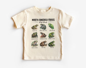 Chemise pour tout-petits grenouilles d'Amérique du Nord - Guide de terrain sur les amphibiens - T-shirts enfant - Futur herpétologue - Boho naturel T-shirts enfants et jeunes