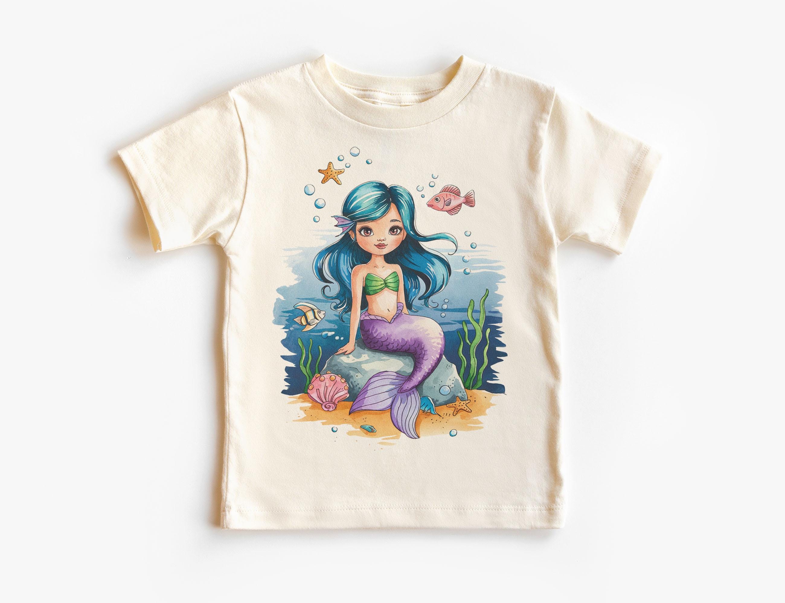 T-shirt Bébé Fille Sparkle Mermaid - 100% Coton, Manches Courtes, Taille Toddler, Bleu, Neuf Avec étiquettes