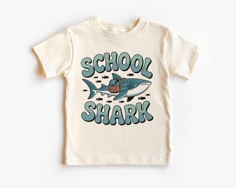 School Shark Kids Shirt - Whale Shark Ocean Tee - Back to School Beach Shirt for Boys and Girls - Cute Retro Marine Life Graphic Top