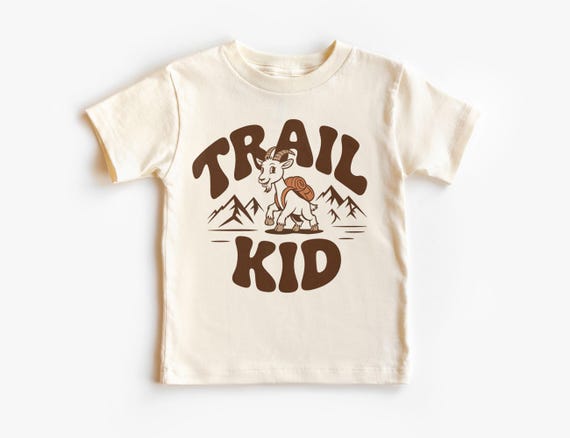 Trail Kid Mountain Goat Hiking Shirt - Cute Animal Adventure Tee for Nature Loving Kids - Wilderness Rock Climbing Mountain Hiker Outfit