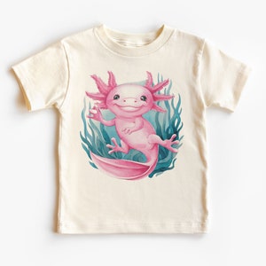 Natación rosa Axolotl Salamander Camisa para niños - Traje educativo de anfibio - Camiseta obsesionada con Axolotl - Camiseta natural Boho para niños y jóvenes